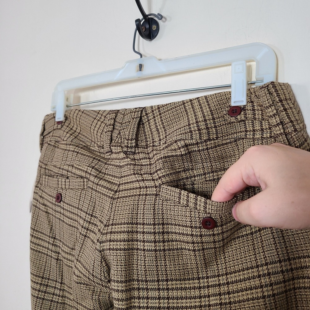 Brown Plaid Wide Leg Pants 11 70s Dark Academia Preppy Old Money Espresso Girl - Picture 9 of 10